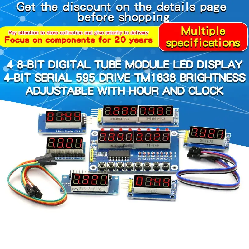 4-Bit 8-Bit TM1638 /74HC595 Digital Tube Module LED Display Four Serial Driver