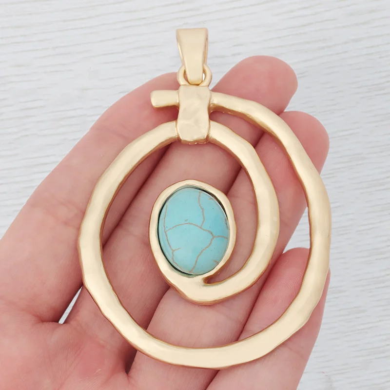 1 x Fashion High Quality Large Swirl Vortex Spiral Matte Gold Color Charms Pendants For Necklace Jewelry Making Accessories