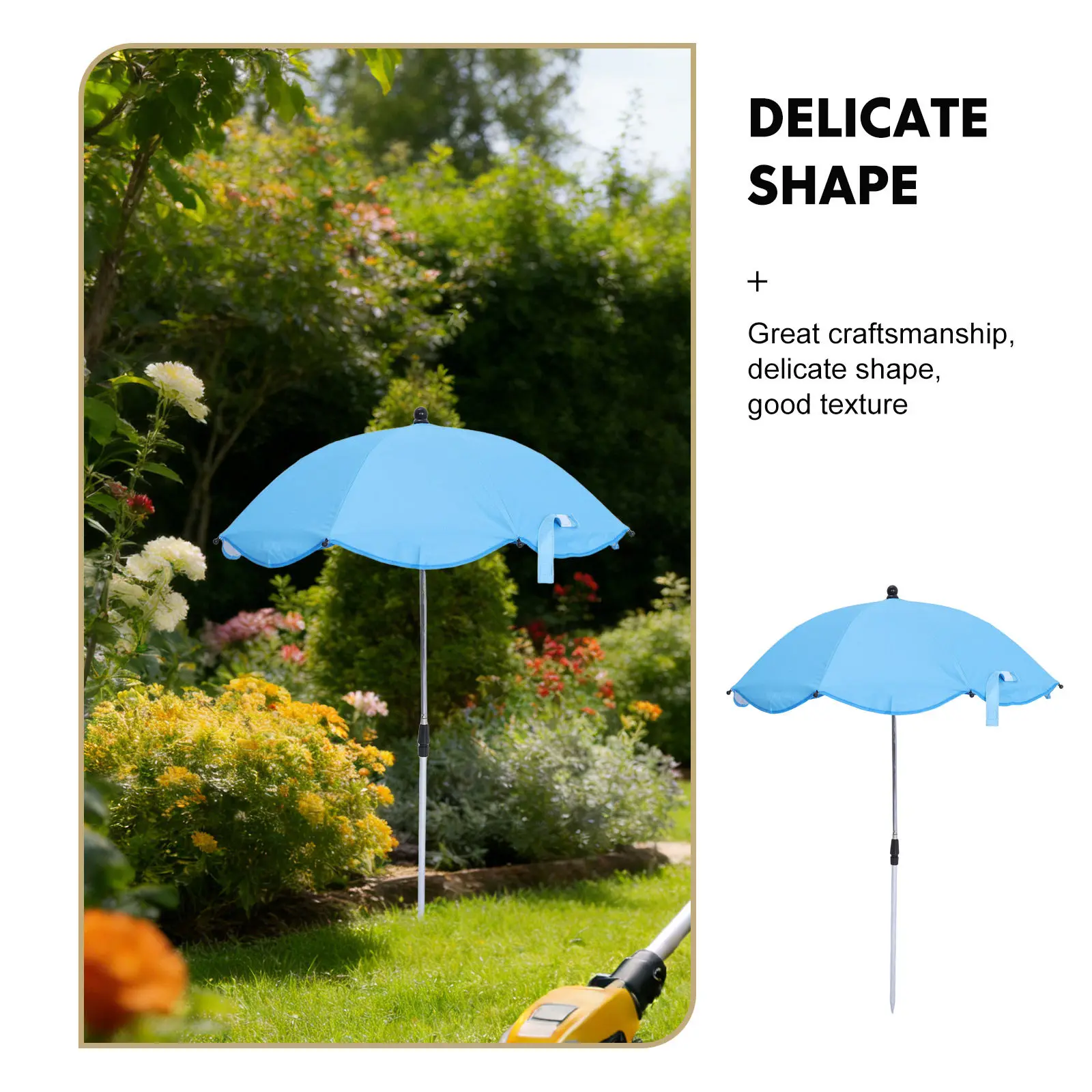 Plant Shading -Blue 43.3 Garden Umbrella Shade Adjustable Telescopic Pole Outdoor Plant Sunshade for Potted Flowers