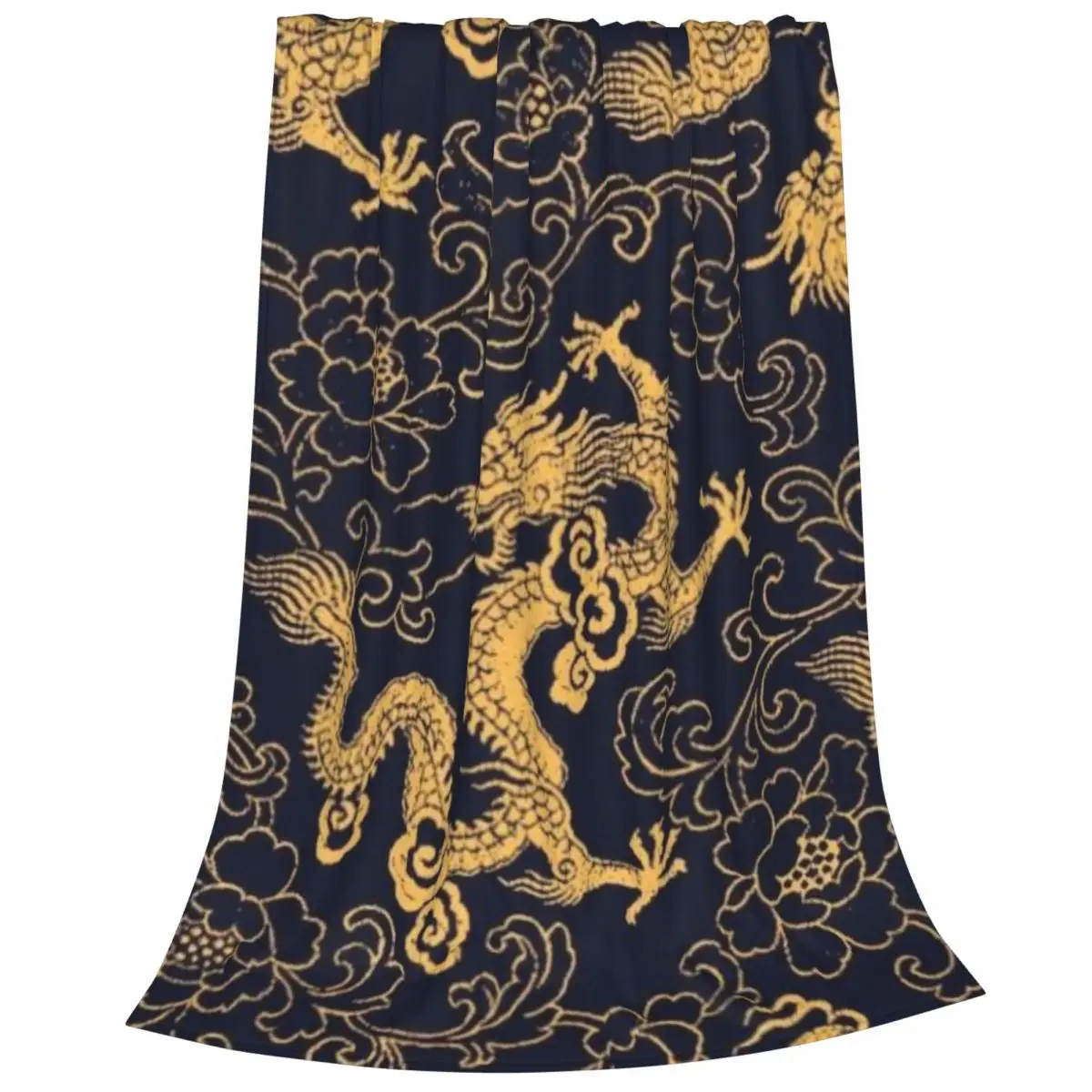 Chinese Traditional Golden Dragon Blankets Flannel Breathable Sofa Throw Blankets For Couch Bedding Throws Bedspread Quilt