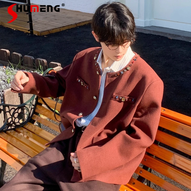 

Men's 2025 Autumn New Trendy Tailored Coats Gentleman High-End Small Fragrant Chic Suit Jackets Male Handsome Rhinestone Blazers