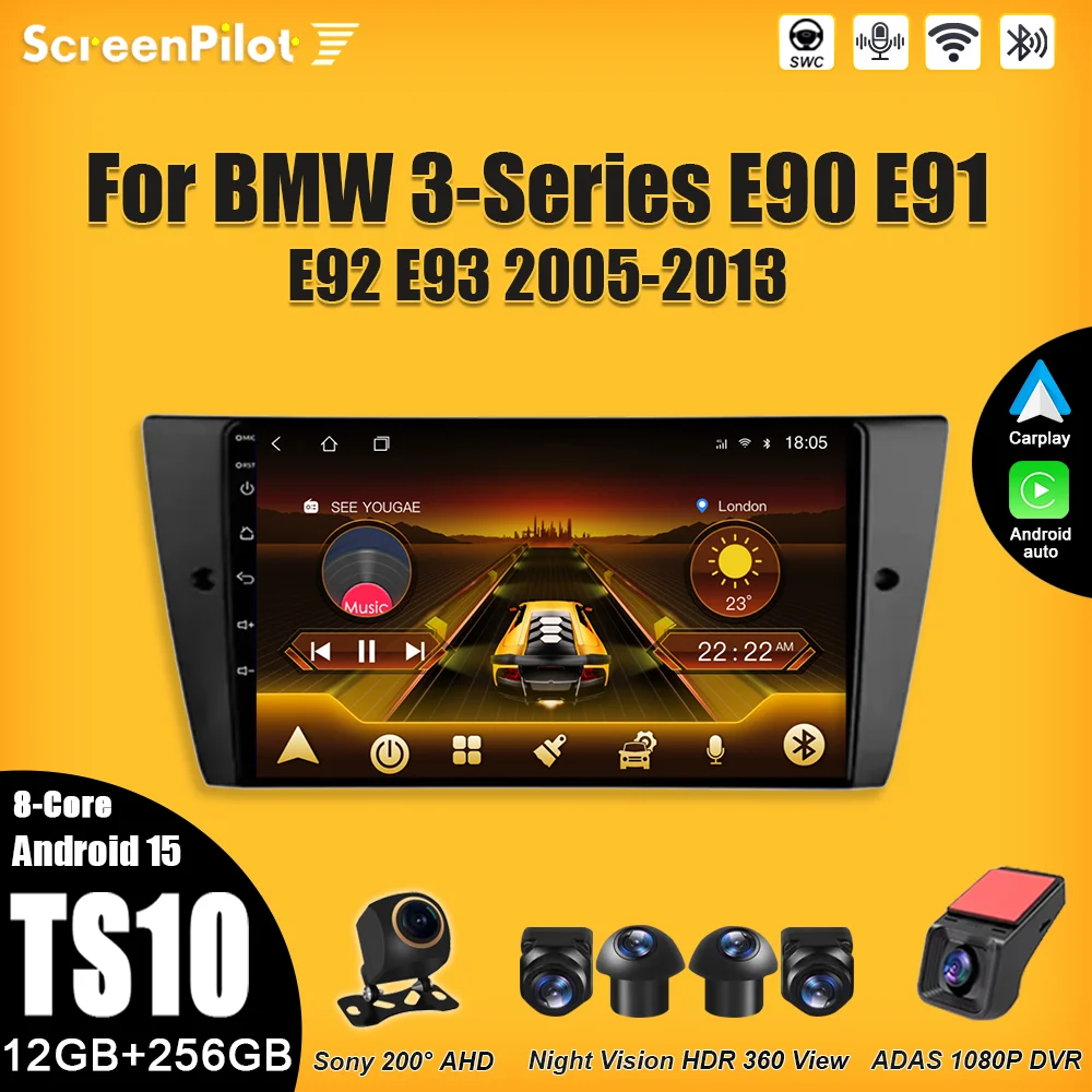 

Android 15 For BMW 3-Series E90 E91 E92 E93 2005-2013 Car Radio 2 din Intelligent System Carplay Touch Screen 8 Core Wifi RDS 5