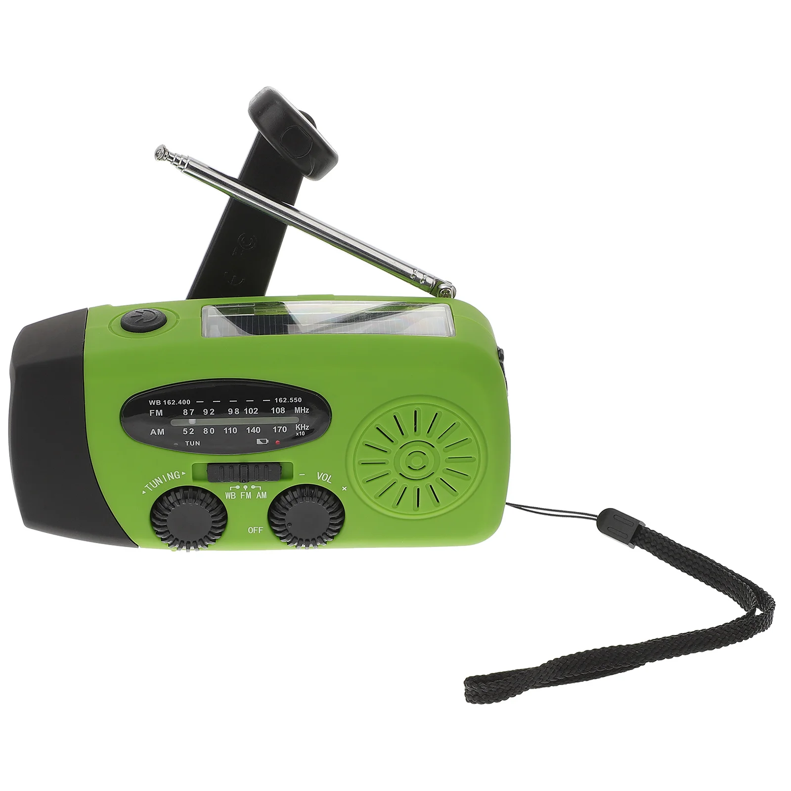 راديو الطوارئ المحمول بالطاقة الشمسية، شحن USB، راديو الطقس Am Fm مع بنك الطاقة، ضوء LED للمغامرة الخارجية