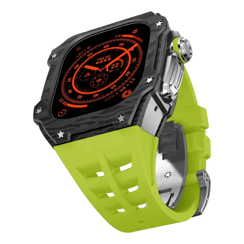 Soul Cool Modification Kit Case for Apple Watch Case Ultra 3/2 49mm Carbon Fiber Luxury Fashion Protection IWatch Strap Silver