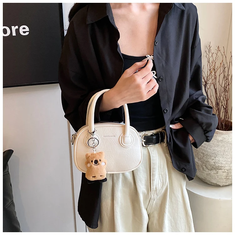 New Luxury 2025 Bowling Bag Fashion Small Square Bag Women High-End Trendy Shoulder Crossbody Bag for Girls Boston Bag Silver