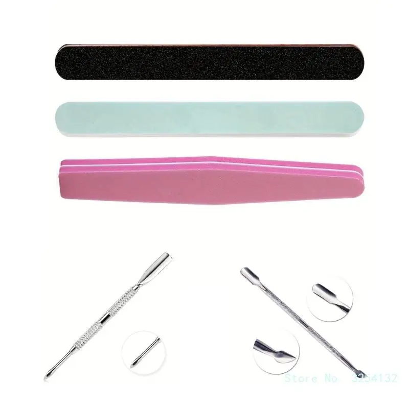 7pcs Complete Nail Tools Set Nail Files Tools Cuticle Pusher Trimmer Professional Kit for Perfect Manicuring