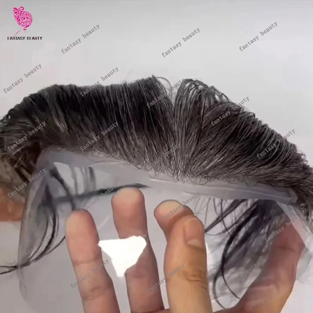 

80%Density Light Weight 0.02mm Ultra Thin Skin Grey 1b30 550#Dark Blonde Man Wigs Natural Human Hair Toupee Capillary Prothesis