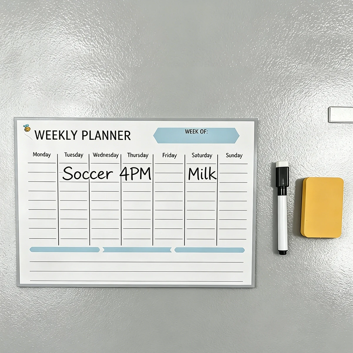 Magnetic Dry Erase Weekly Planner for Fridge, Kitchen Meal Schedule Board with Grocery List & To-Do Goals, Household Daily Organ
