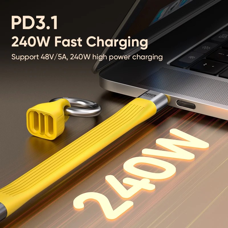 PD 240W 40Gbps 8K@60Hz USB4 USB C To Type-C Cable Keychain Fast Charging Type-C Data Cable for iPhone Laptop 8K Extension Cable