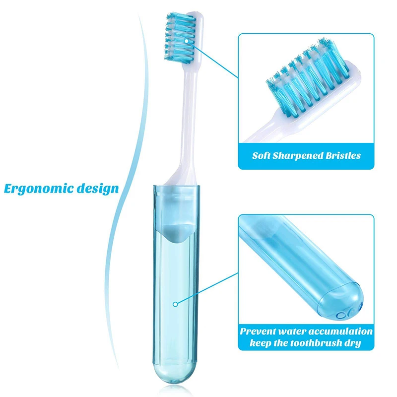 New 1/6Pcs Mini Travel Portable Toothbrush Foldable Saves Space With Case Small Dental Brush Adult In Transparent Candy Colors