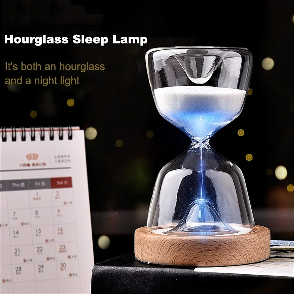 12-Color LED Hourglass Night Lamp, 15-Minute Timer, 2-in-1 Hourglass Timer Night Sleep Light, Suitable For Families And Children