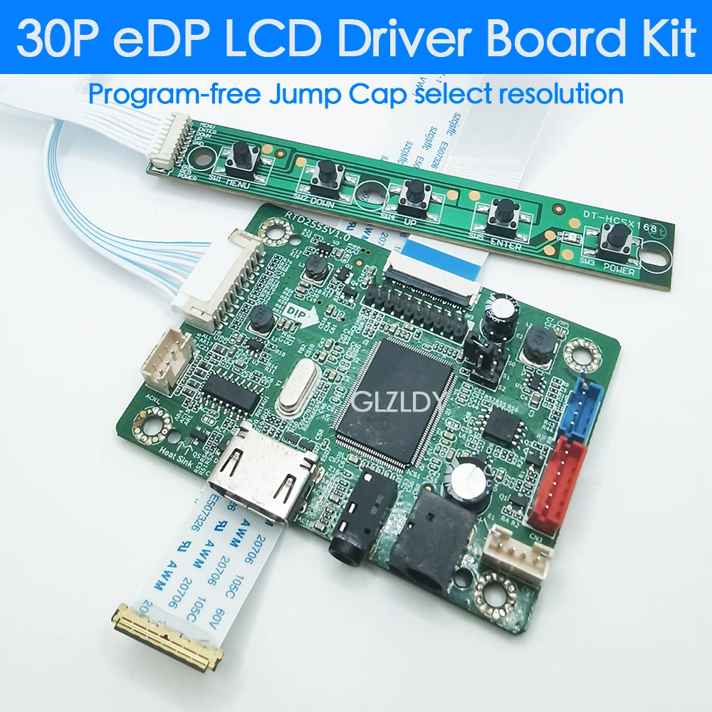 RTD2550 Program Free Jump Cap 30P eDP LCD Driver Board HDMI LED Screen Modification Audio Burn-in Driver Board Kit 1366x768