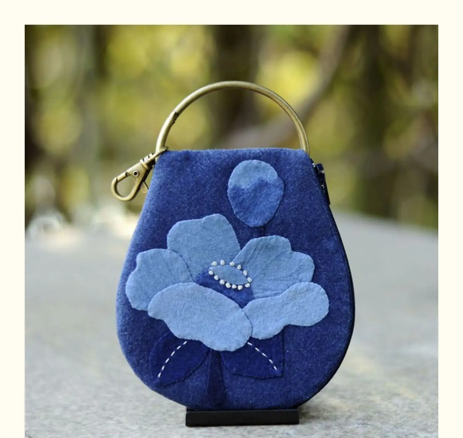 National Style Blues Patchwork Handmade Material Group DIY Sewing Bag Personalized Handicraft Production Kit for Beginners