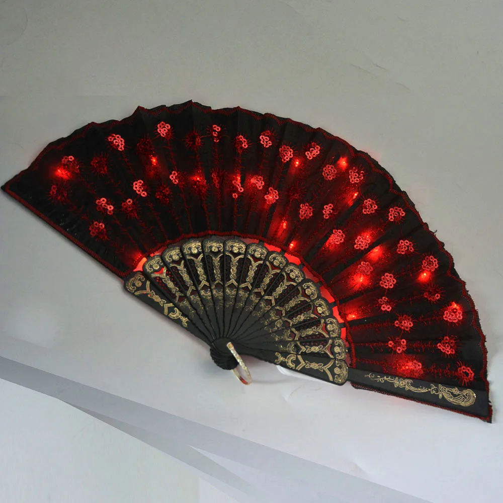 Party Glow Light Up Blume Pfau Hand Fan Tanz Show Kirche Geburtstag Geschenk Bar Requisiten Hochzeit Festival Halloween Weihnachten – Detail 14