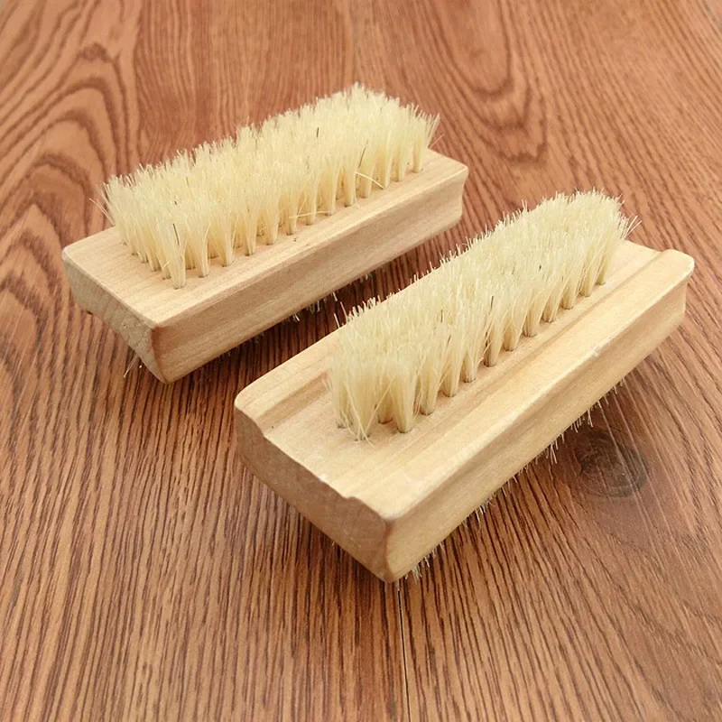 

Double Sides Brushes Nail Cleaning Brush with Wooden Handle Natural Bristles Manicure Pedicure Tool Scrubbing Brush