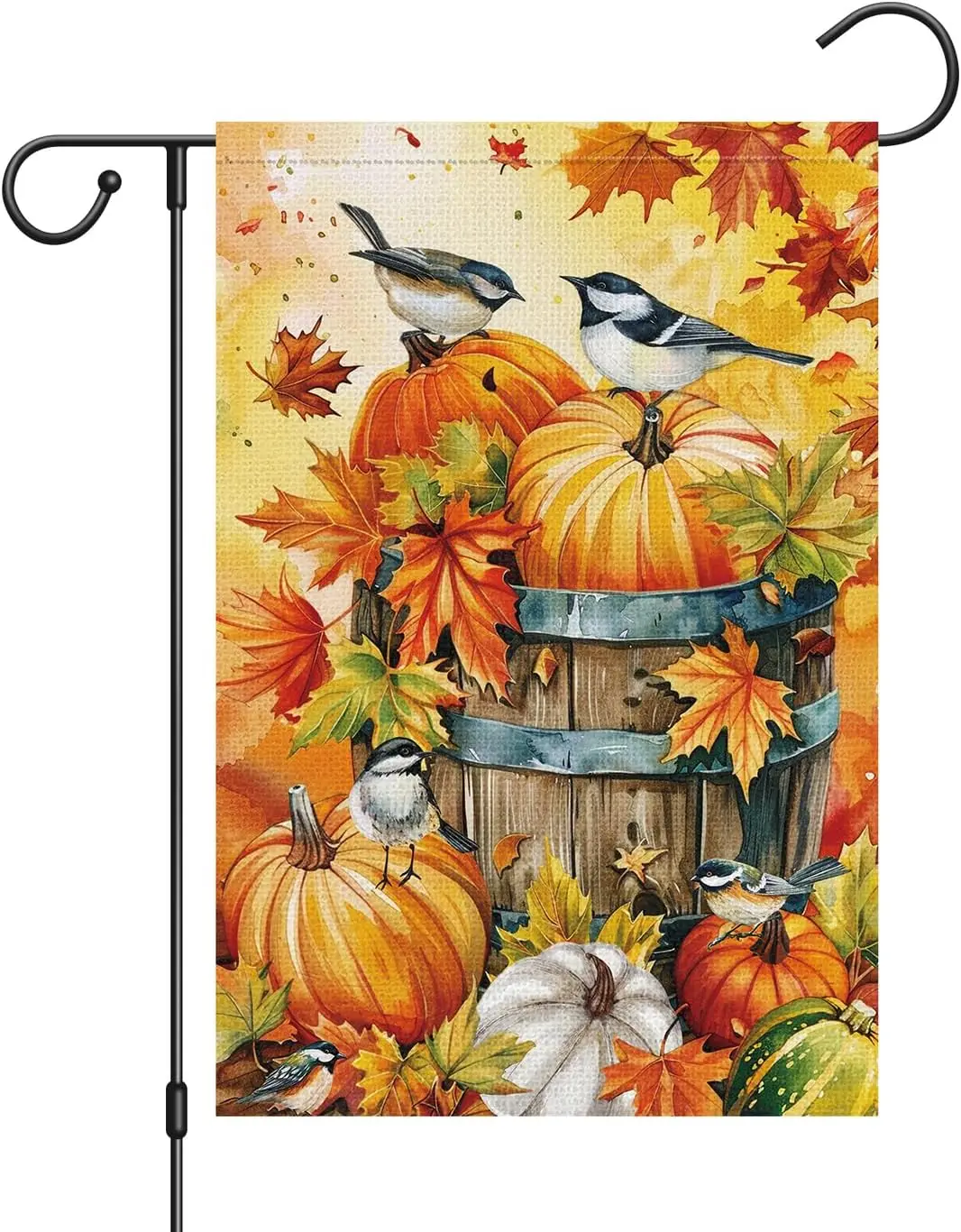 Louise Maelys Fall Thanksgiving Garden Flag with Pumpkins and Birds 12x18 Inch Small Burlap Autumn Yard Harvest Decor Outdoo VVL