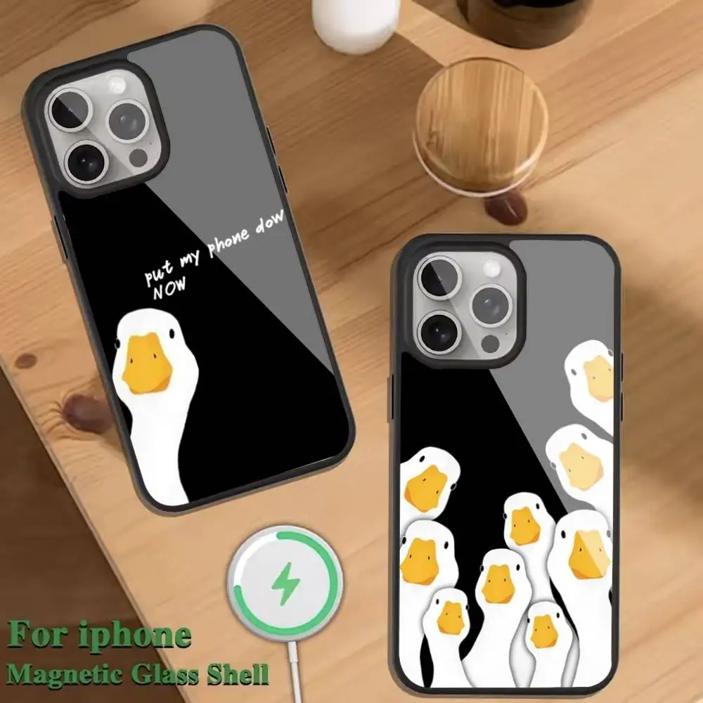 

Funny Duck Phone Case For Magnetic Wireless Charge Cover For iphone 16 15 14 13 12 11 Pro Max Plus Coque