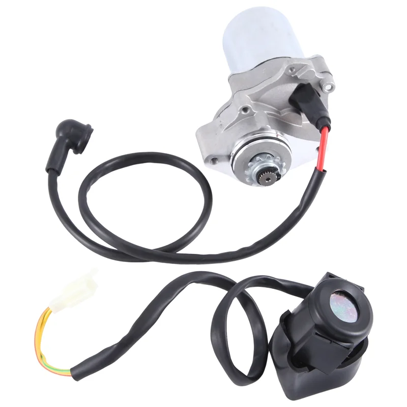 AB61-Starter Motor & Solenoid Relay For 50Cc 70 Cc 90Cc 100Cc 110Cc 125Cc ATV Dirt Bikes Go Karts Chinese Pit Bike Quad 4 Wh