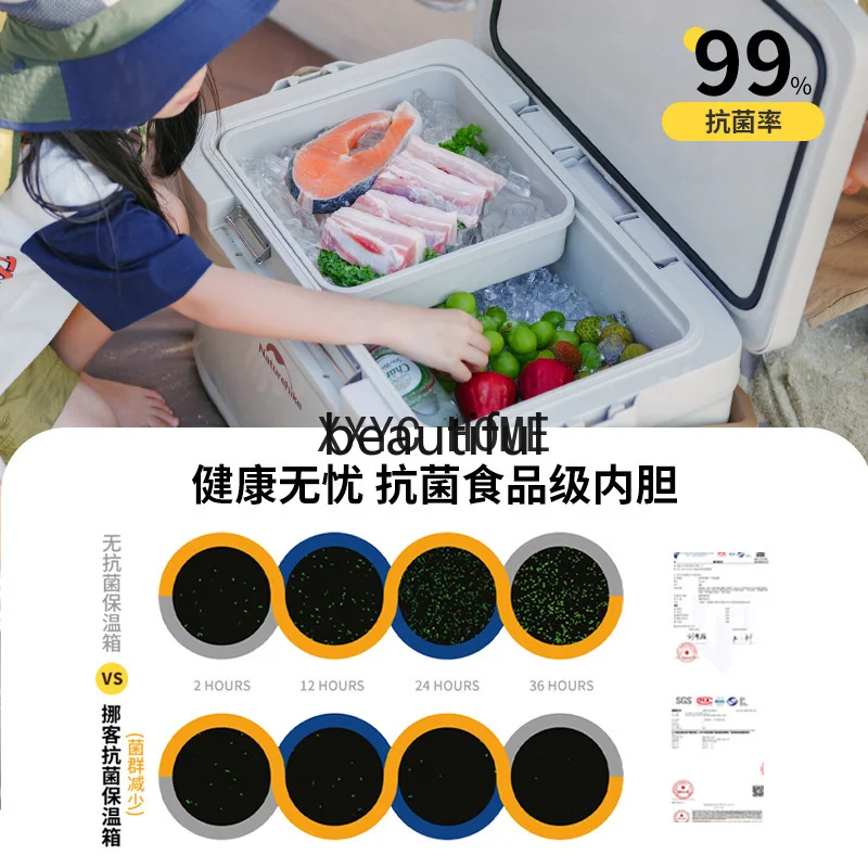 Naturehike New Outdoor Antibacterial Insulation Box Portable Camping Large Capacity Fresh-keeping Cooler Car Mounted Ice Bucket