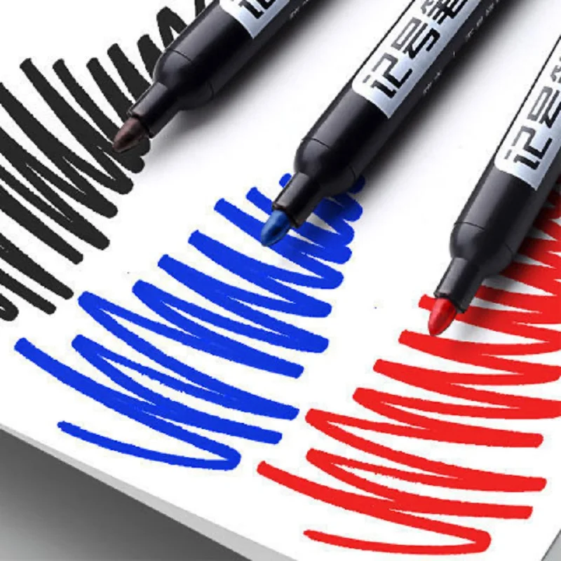 High Quality Waterproof Permanent dual Tip 0.5/1.0 mm Nib Black Blue Red Art Marker Pens Student School Office Stationery U