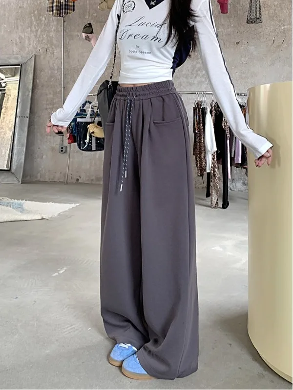 Bla Dstring losse luie sportbroek dames vroege herfst hoge taille wijde pijpen rechte casual broek broek