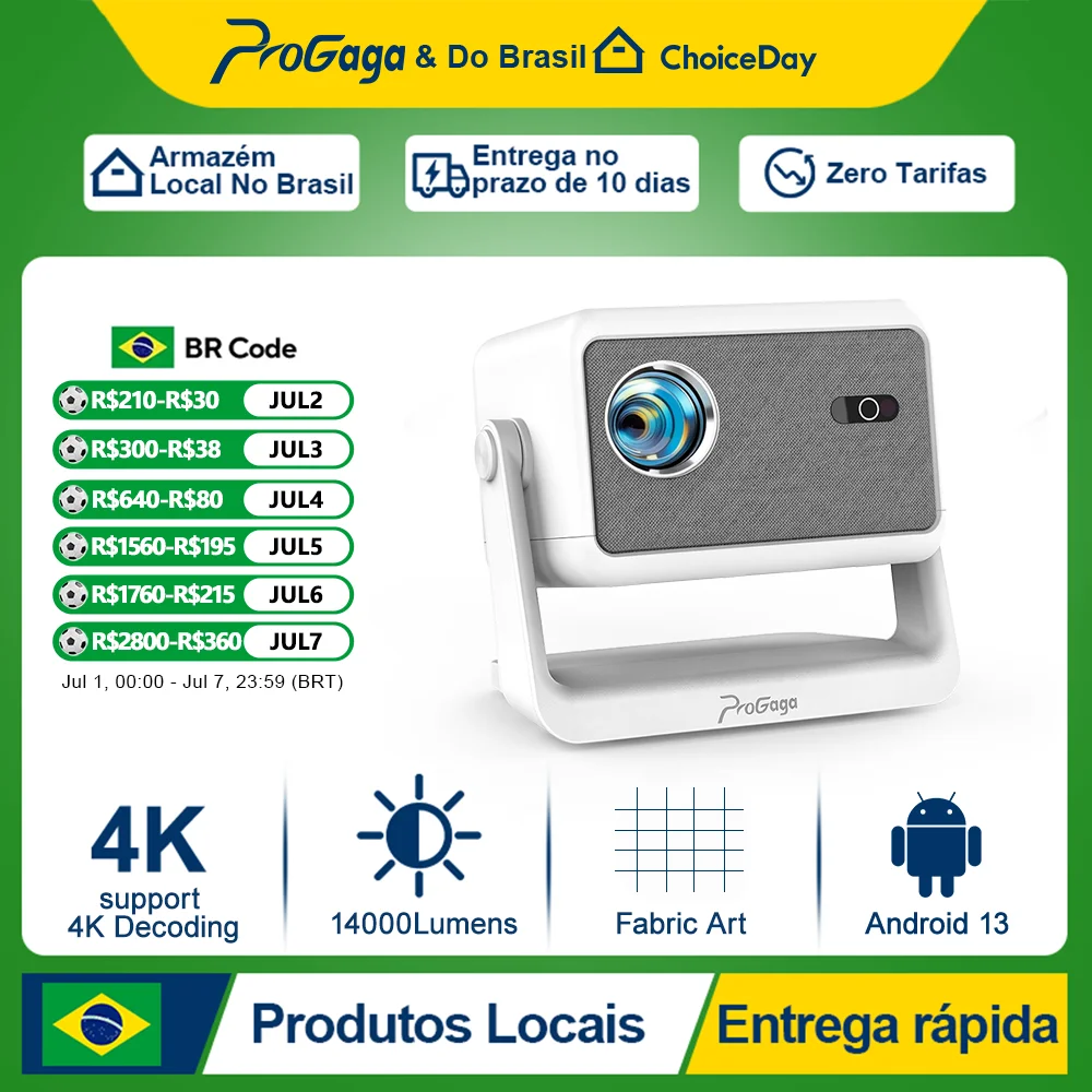 Progaga Projetor 1080P Pg370 Max Full Hd 4K Android Wifi Bt 14000 Lumens Projeto - imagem 1
