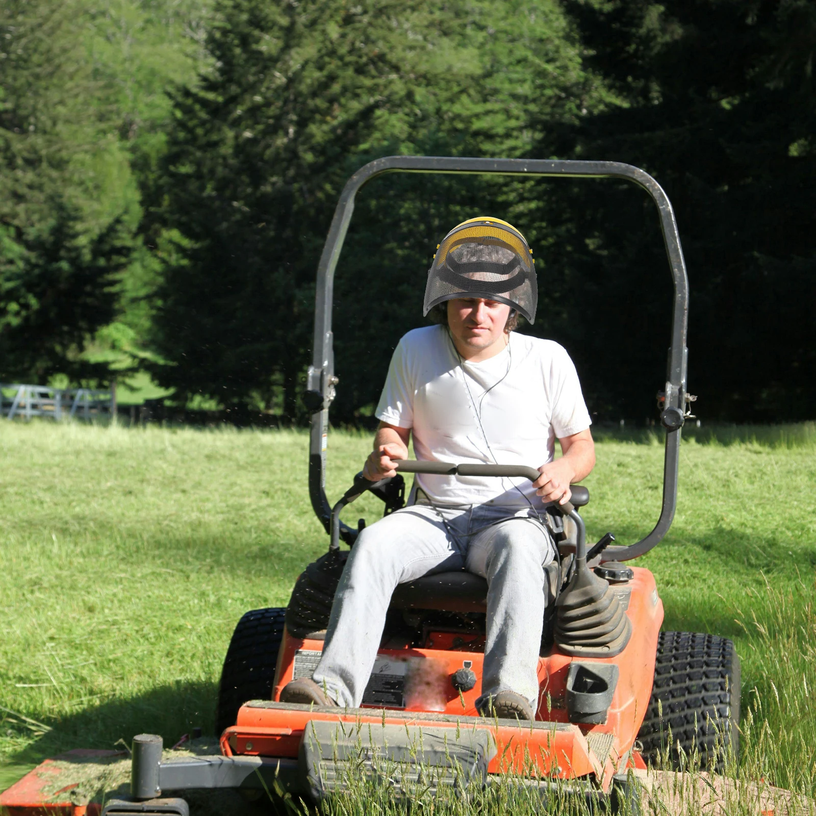 

1pc Protective Heavy Duty Grass Trimmer Guard Tool Adjustable Lawn Mower Hat With Wide Mesh Sponge Padding For