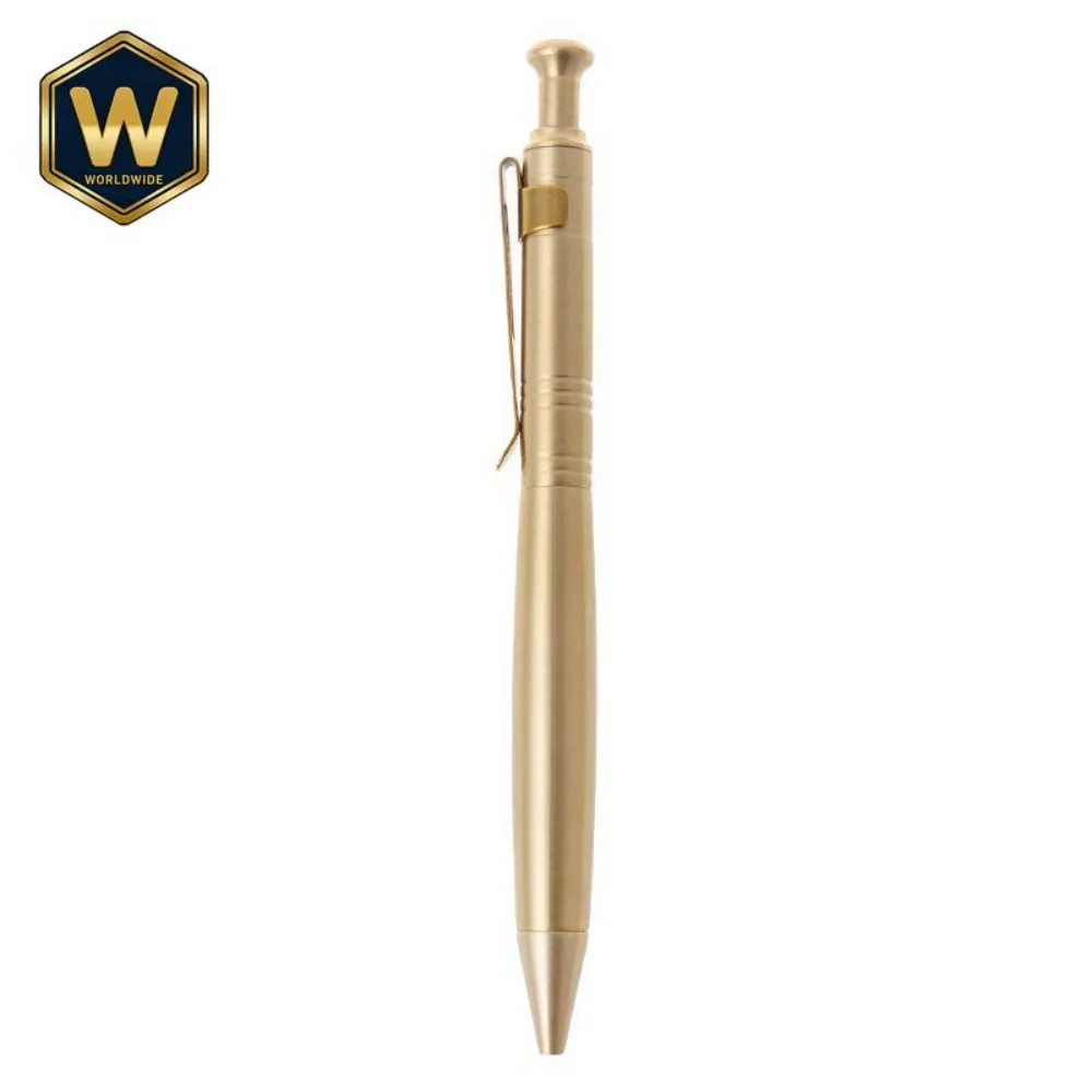 Exquisite Pure Copper  Vintage Brass Signature  with Pen Clip Push Action Signature