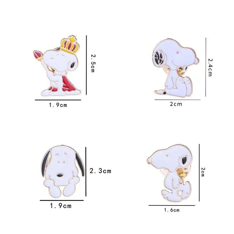 MINISO-Snoopy Anime Metal Broche para Crianças, Decoração Bonito Mochila Dos Desenhos Animados, Emblema Do Estudante, Acessórios De Presente De Aniversário, Novo