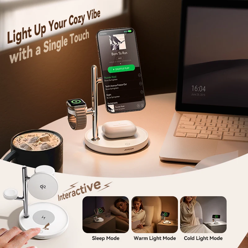 Joyroom Qi2 شاحن الهاتف اللاسلكي المغناطيسي 4 في 1 محطة شحن لسلسلة iPhone 16-12 لساعة iWatch لأجهزة AirPods 4/3/2/Pro #2