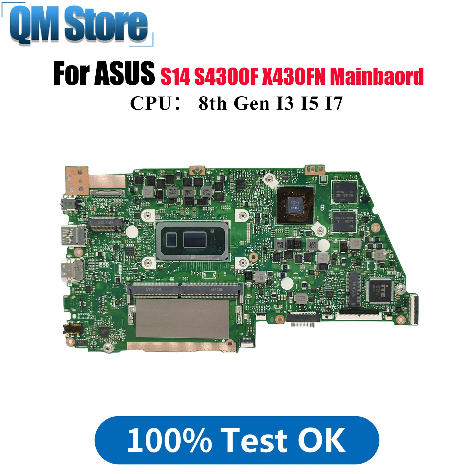

X430FN Laptop Motherboard For ASUS VivoBook S430F X430F S14 S4300F V430F X430FN R430F K430F Mainboard With I3 I5 I7 CPU tests OK