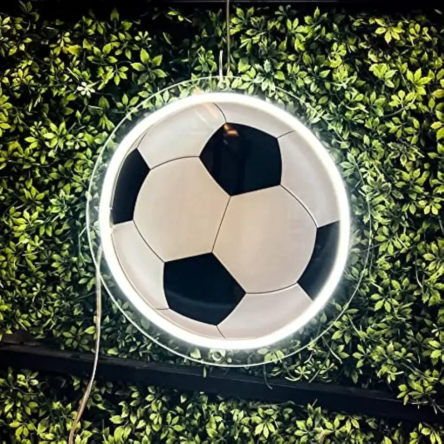 UV Printed Neon Soccer Ball Sign Soccer Bedroom Decorations Wall Decor LED Neon Light Football Neon Sign for Home Decoration