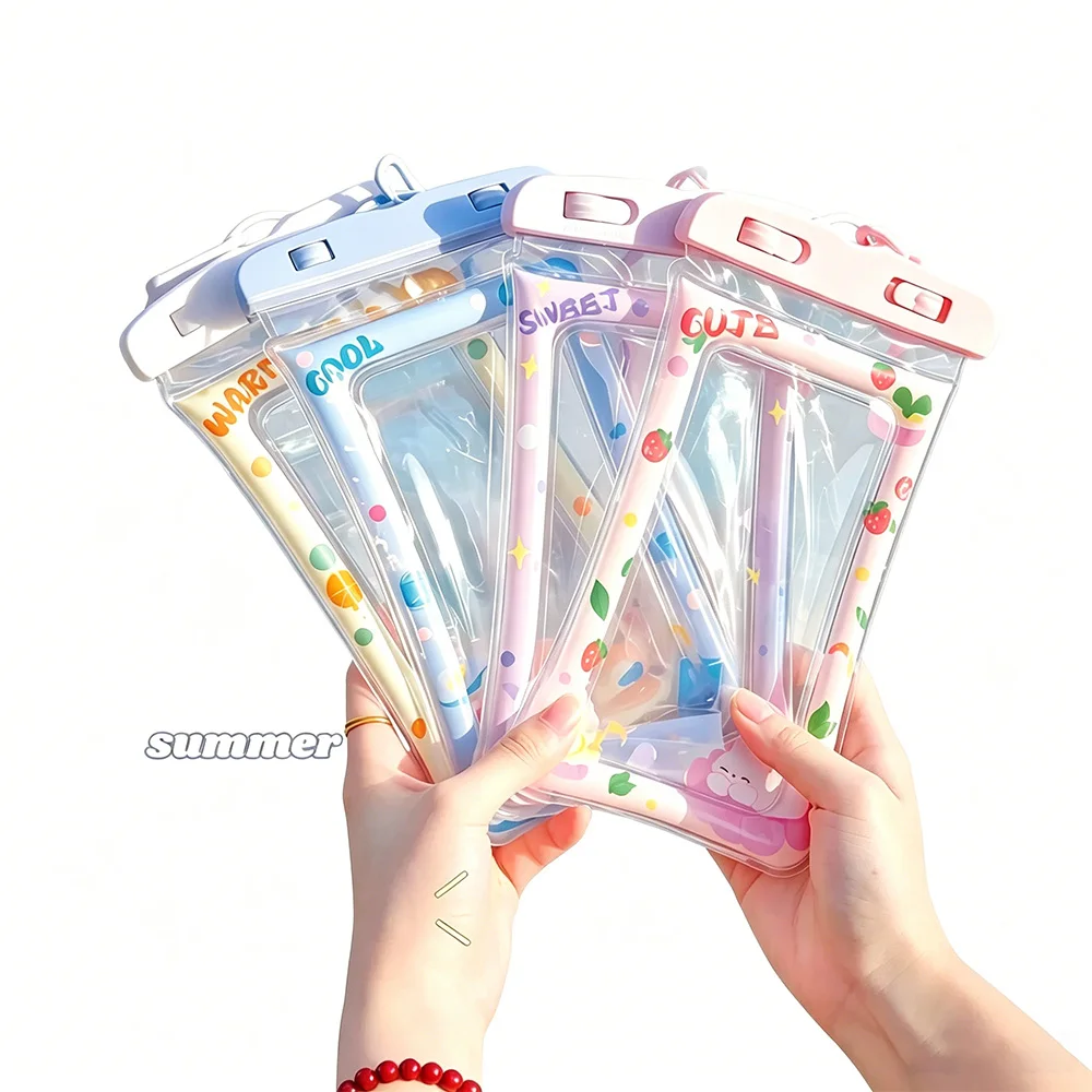 Touch Screen Waterproof Floating Phone Pouch Cartoon Underwater Dry Bag with Lanyard for Swimming Diving Rafting Water Sports