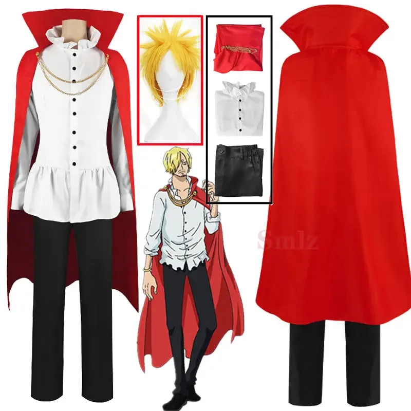 Red Sanji Cosplay One Anime Cospaly Costumes Wig Man Red Trench Coat jacket Pants Outfit Halloween Christmas Uniform Suits