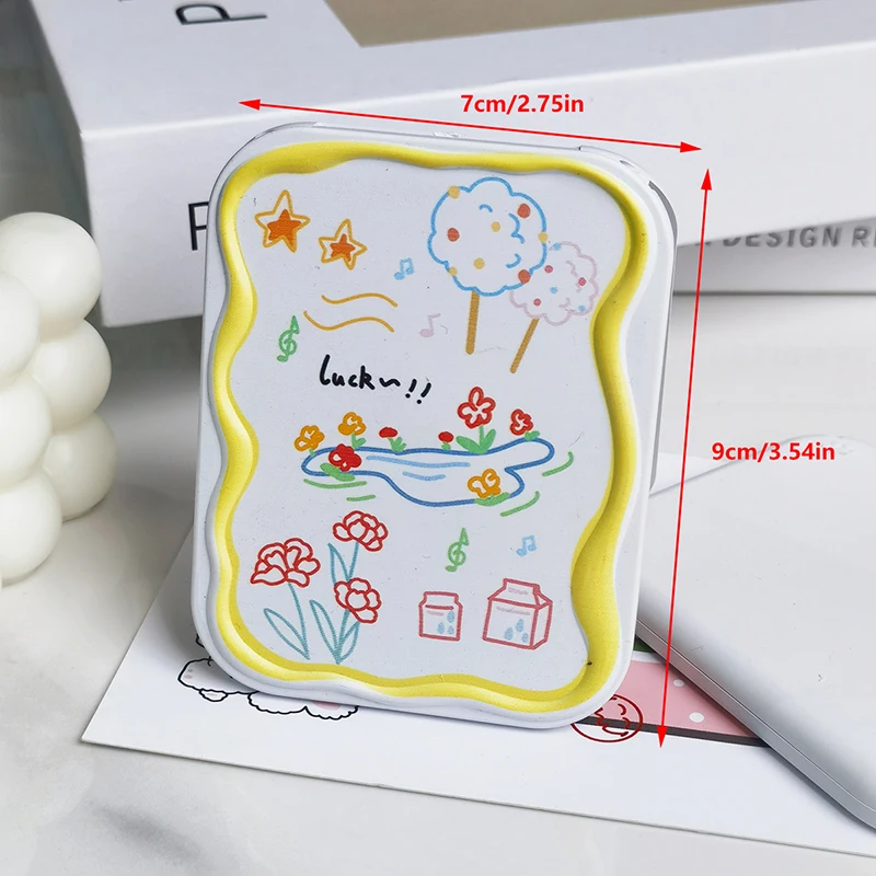 Clouds And Flowers Flip-Top Folding Makeup Mirror Portable Pocket Mirror Women Rectangle Cosmetic Make Up Mirror With Comb