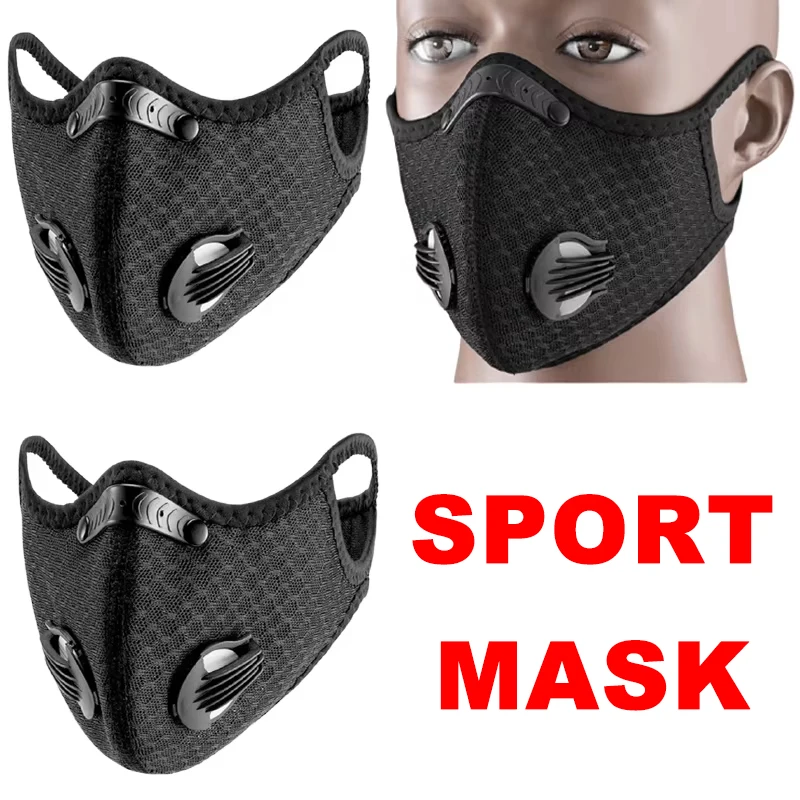 Maschera sportiva filtro a carbone attivo copertura per bocca da equitazione PM 2.5 maschera sportiva Cardio lavabile riutilizzabile antipolvere