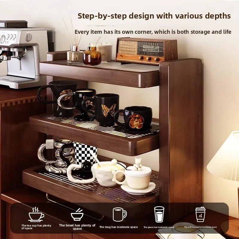 

Solid wood cup holder, tea cup holder, black walnut tea set, cup, coffee cup storage rack, side cabinet rack.