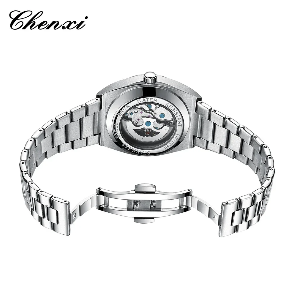 CHENXI 8856 Mechanical Wristwatches Stainless Steel Fashion Sports Waterproof Watches for Men Hollow Out Automatic Movement