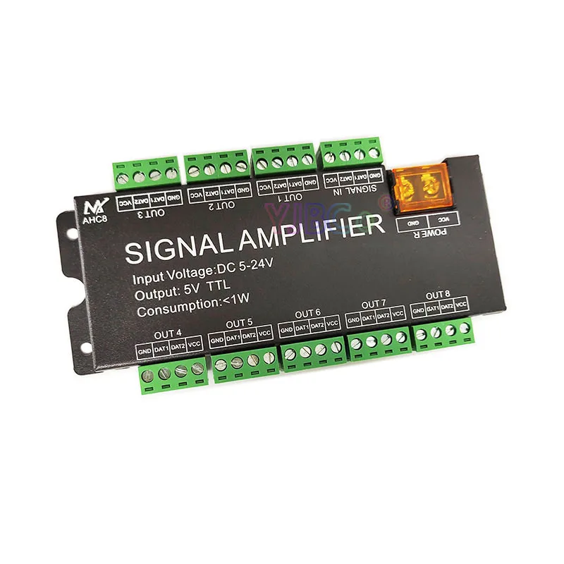 Full color 8-channel WS2811/2812B/1903 Lamp Tape Amplifier DC5V 12V 24V Input,5V TTL signal Output,LED Strip Light Repeater