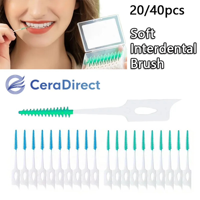 

20/40pcs Interdental Silicone Brushes Dental Toothpicks Brush Between Teeth Silicone Toothpicks With Thread Oral Cleaning Tool