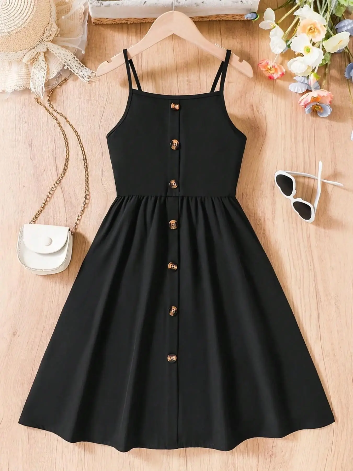 Girls' Strapless Hepburn Style Dress Casual Slim-Fit Fashionable Comfortable Daily Wear