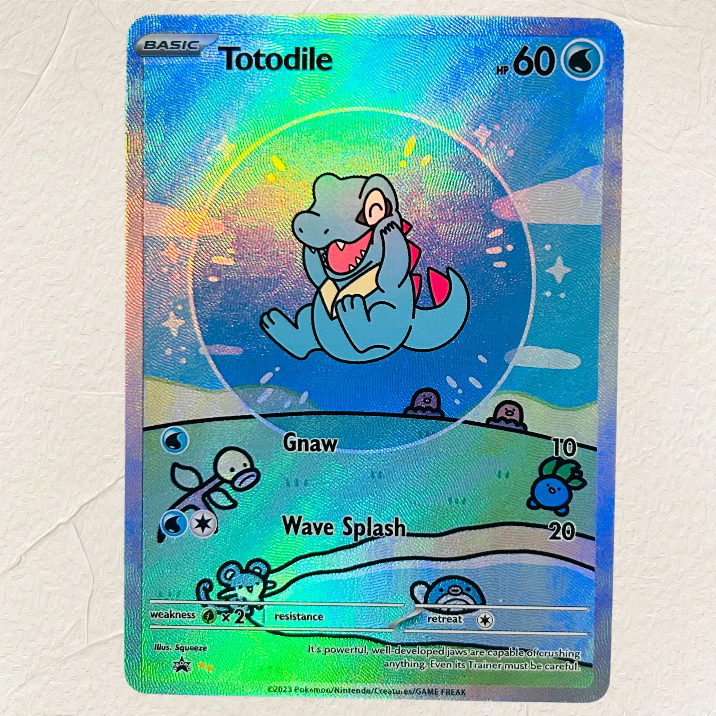 DIY Pokemon Totodile Single Holographic Texture Cards English Version Perfect Condition Classic Anime Collectible TCG