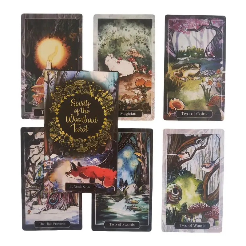 Spirits of The Woodland Tarot Deck 12x7cm A Fully Illustrated Complete Tarot Deck 78 Pcs Cards + 6 Special Cards with Guidebook