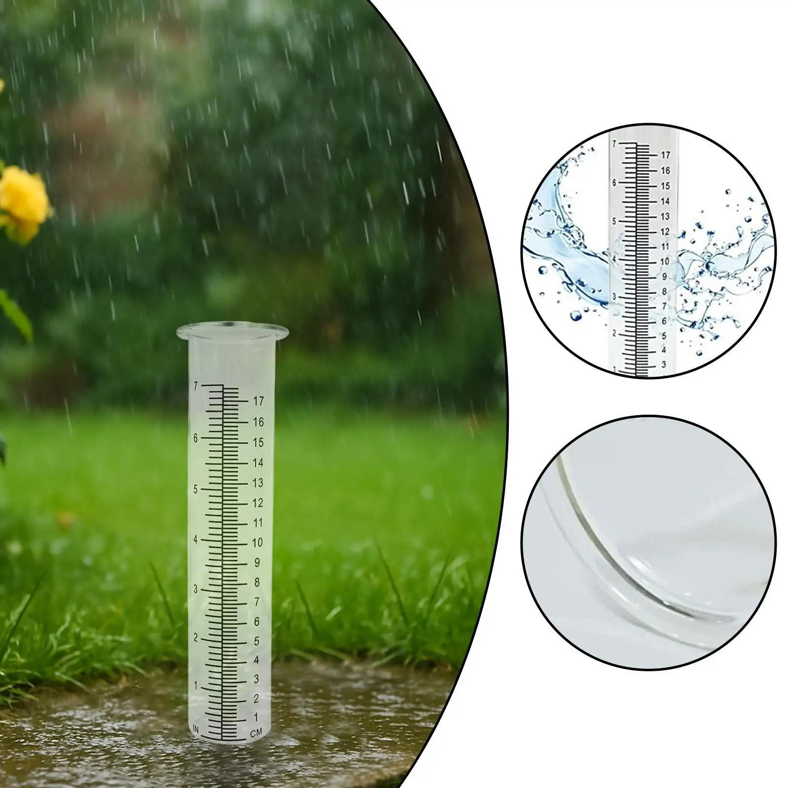 

Rain Gauge 7" Capacity Rainwater Gauge with Scale for Yard Landscape Farm