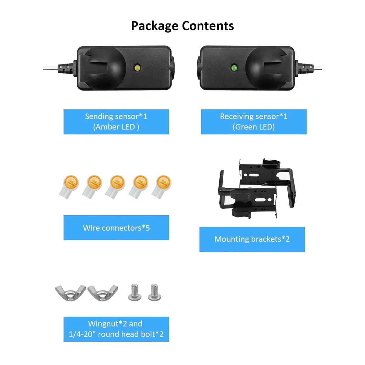 2Pcs Garage Door Opener Safety Sensor Beam Eyes Fit for Liftmaster Sears Chamberlain with Brackets