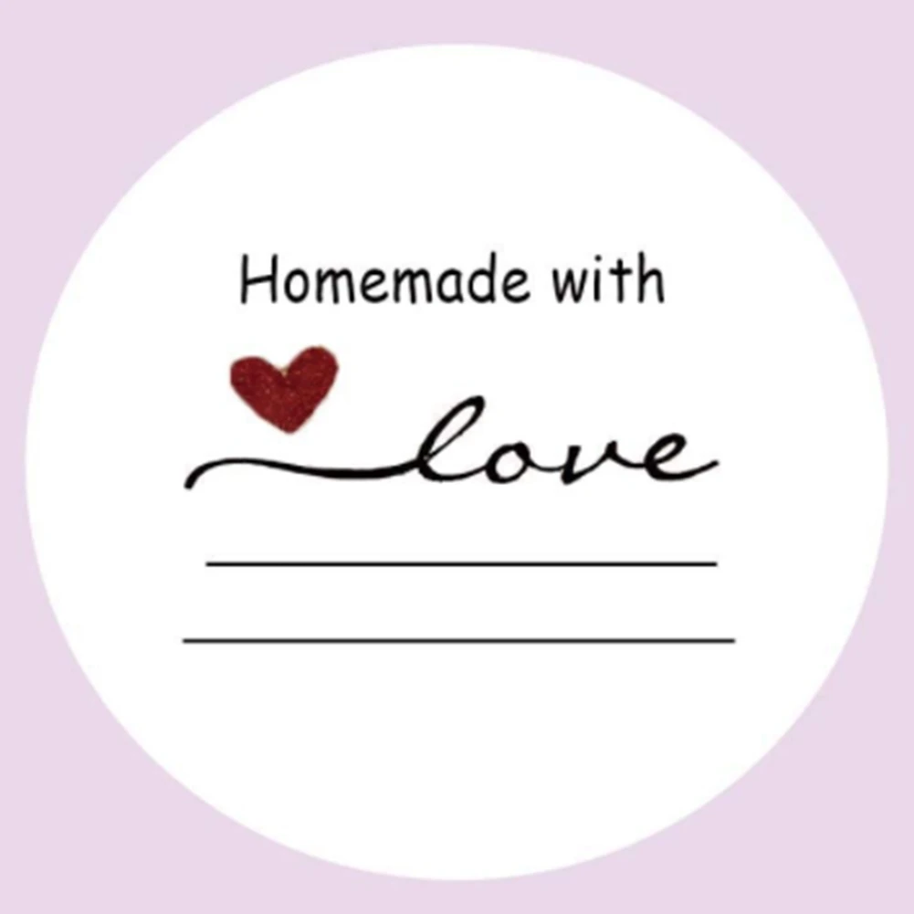 Homemade with Love Sticker with Lines for Writing Round Gift Tags, Gift Stickers, Handmade Stickers 500 Labels Per Roll HOT