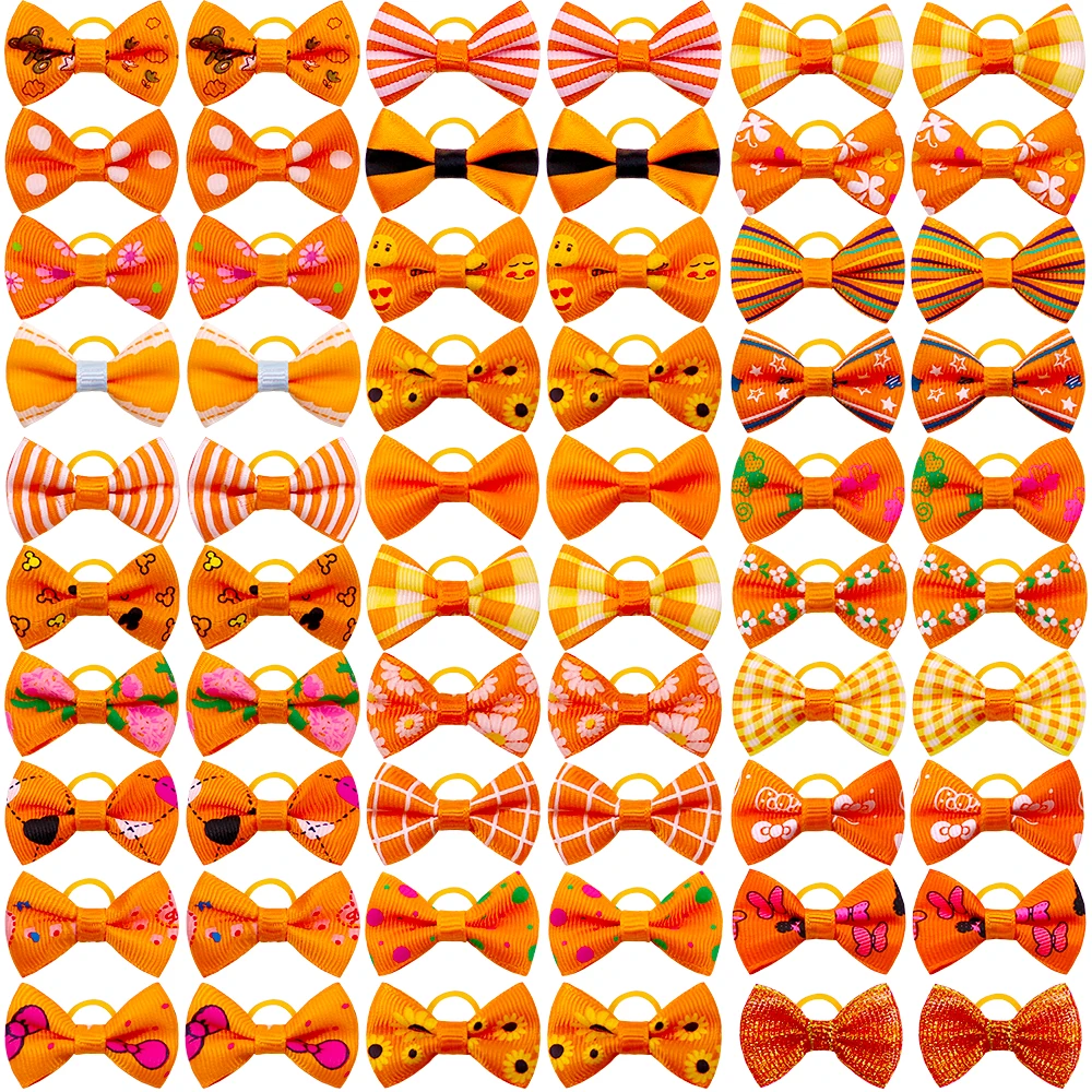 

50/100pcs Orange Pet Dog Hair Bows for Small Dog Hair Accessories for Autumn/Fall Dog Grooming Pet Products