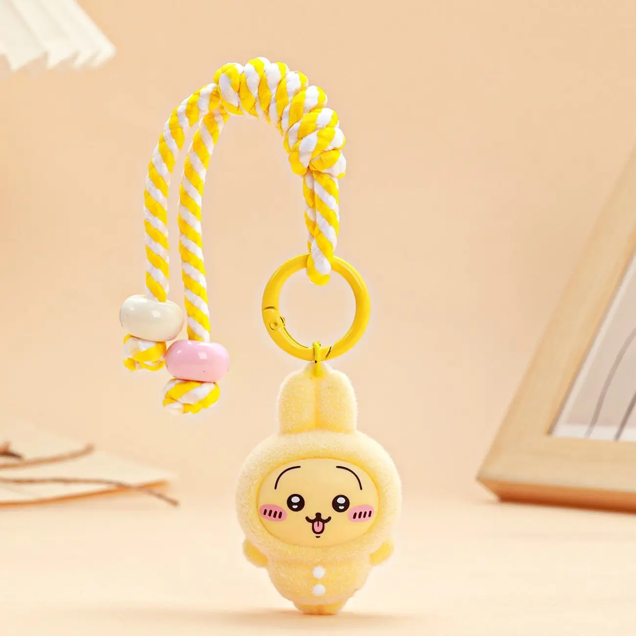 Chiikawa Flocked Keychain Cartoon Hachiware Plush Pendant Cute Usagi Anime Bag Charm Doll Machine Toy Send to a friend Gift
