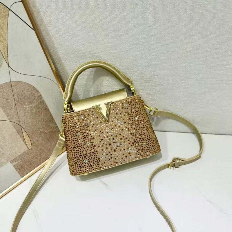 High-end Handbag Women, New Autumn and Winter Color-blocking Fashionable Lady Bucket Bag