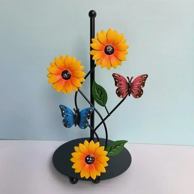 Kitchen Decorative Accessories RoomLiving Room Butterfly 3D Paper Towel Holder Metal Art Sunflower Paper Towel Holder 4